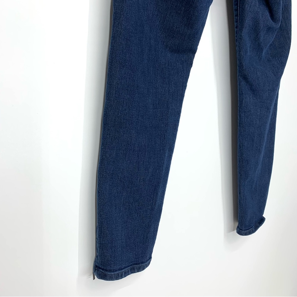 Ann Taylor LOFT Dark Wash Curvy Skinny Ankle Jeans With Side Zipper Detail - Picture 9 of 16
